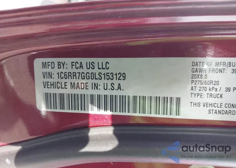 2020 Ram 1500 Classic Warlock 4X4 6'4 Box from USA, damaged, VIN 1C6RR7GG0LS153129